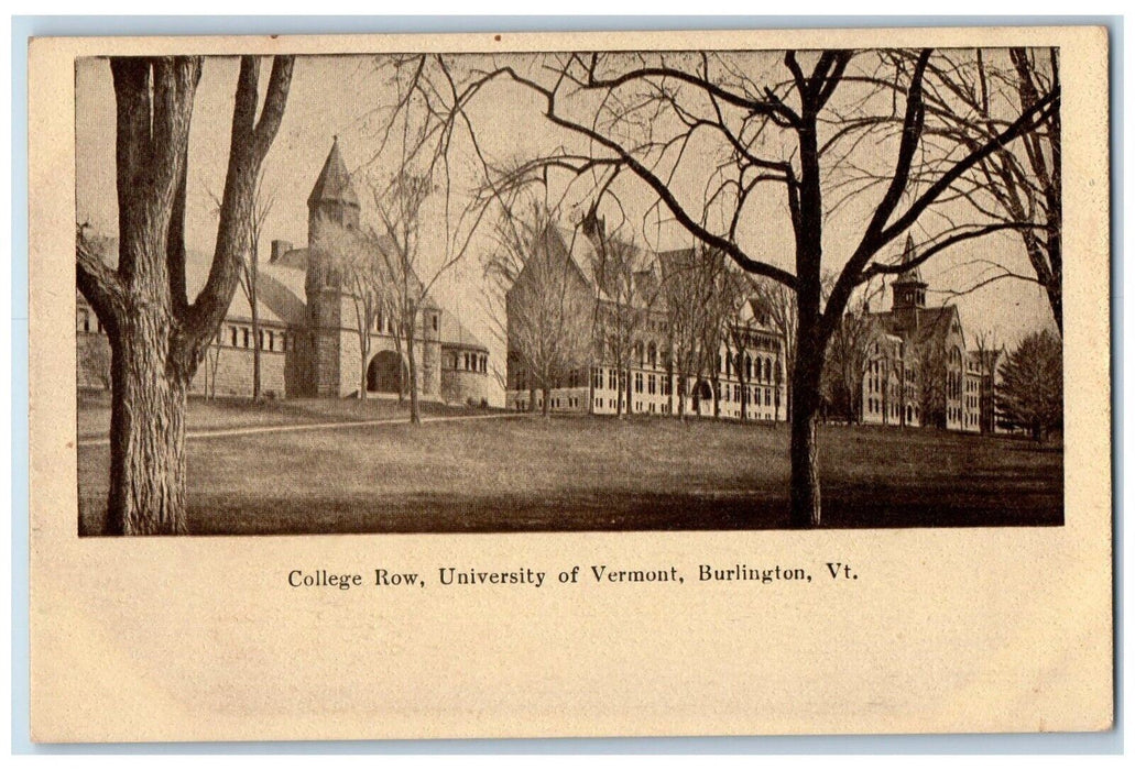 c1940 College Row University Vermont Burlington Vermont Vintage Antique Postcard