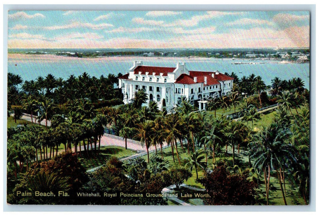 Whitehall Royal Poinciana Grounds And Lake Worth Palm Beach Florida FL Postcard