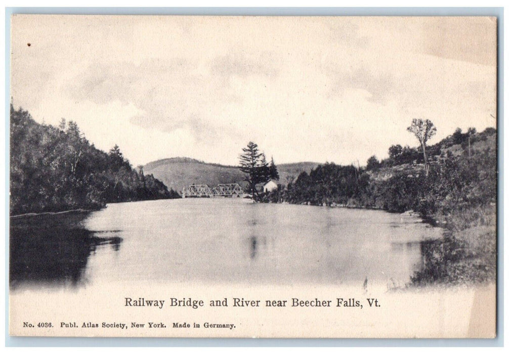 c1905 Overlooking Railway Bridge River Near Beecher Falls Vermont VT Postcard