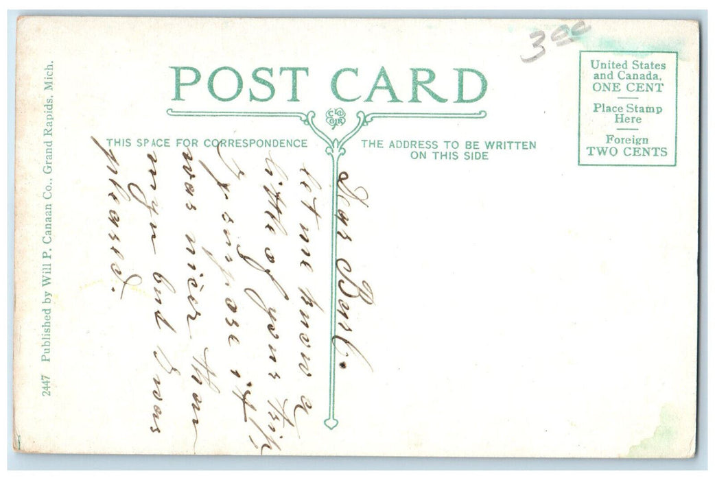 Aerial View Of Spring Lake And Ferrysburg Michigan MI Antique Posted Postcard