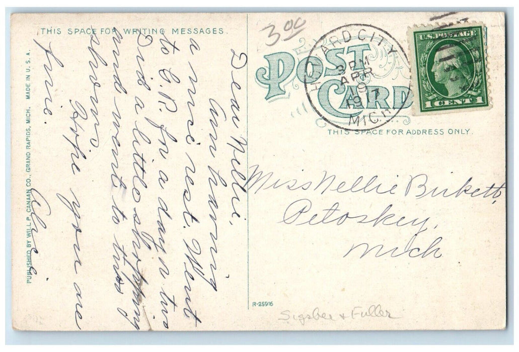 1917 Sigsbee Street School Grand Rapids Michigan MI Howard City MI Postcard