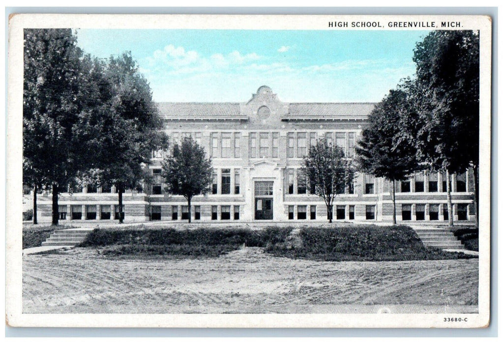 c1920's High School Greenville Michigan MI Unposted Antique Postcard