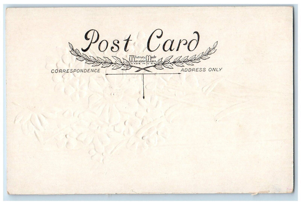 c1910's Joyous Easter Purple White Flowers Embossed Unposted Antique Postcard