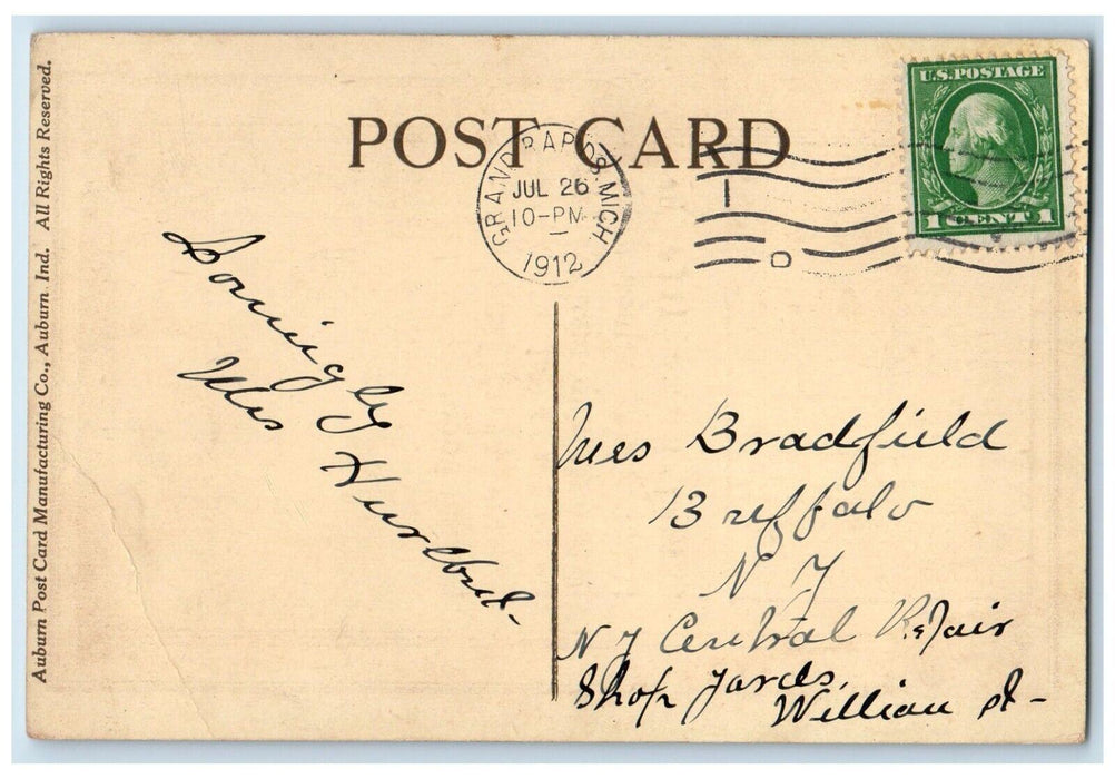 1912 Grand Rapids Boat and Canoe Club Michigan MI Posted Art Nouveau Postcard