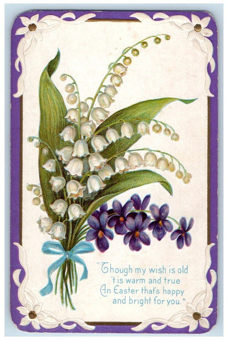 c1910's Easter White Purple Flowers Embossed East Orange NJ Antique Postcard