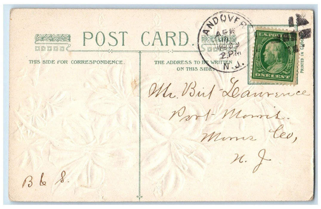1909 Easter The Lord Is Risen Lilies Flowers Winsch Back Embossed Postcard