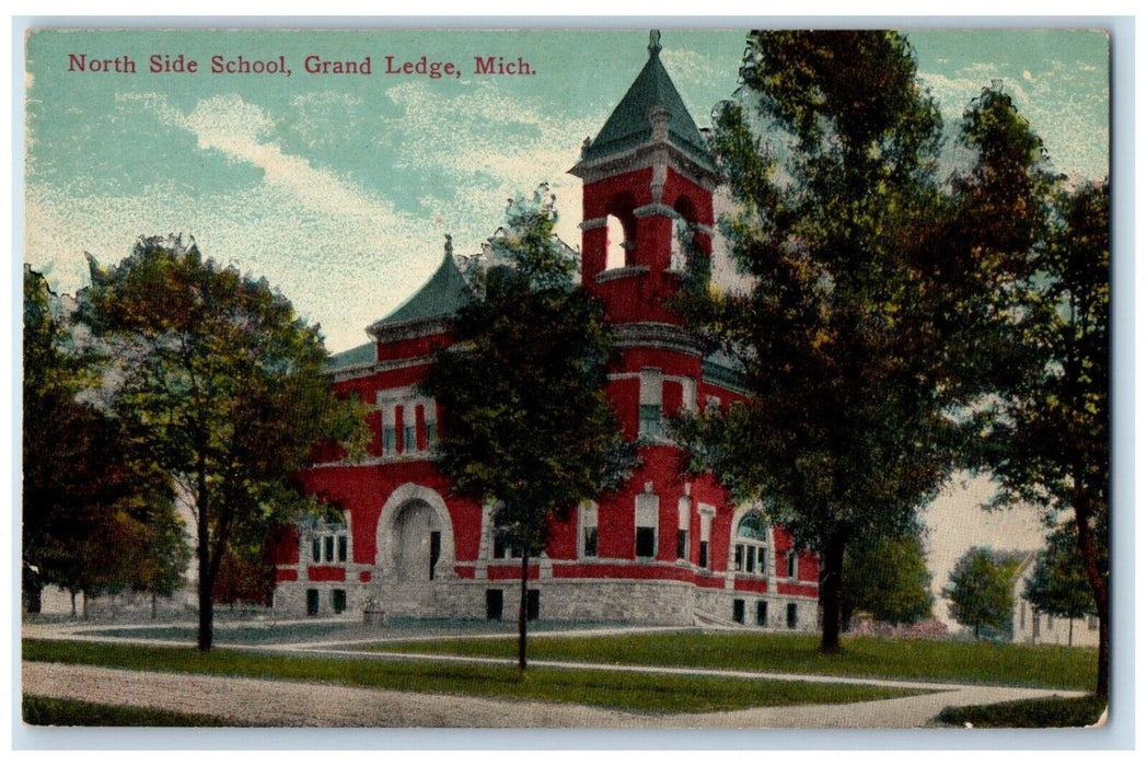 c1910 North Side School Grand Ledge Michigan MI Antique Unposted Postcard