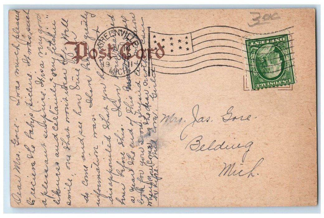 1911 Proposed High School Building Greenville Michigan MI Antique Postcard