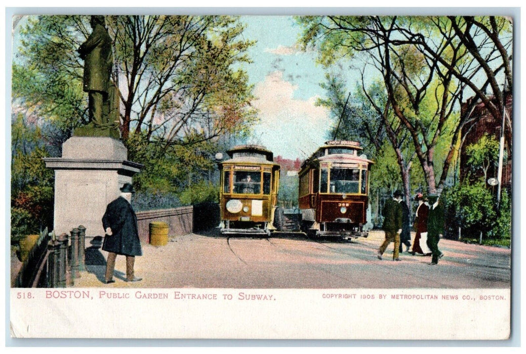 1905 Public Garden Entrance Subway Railroad RR Boston Massachusetts MA Postcard