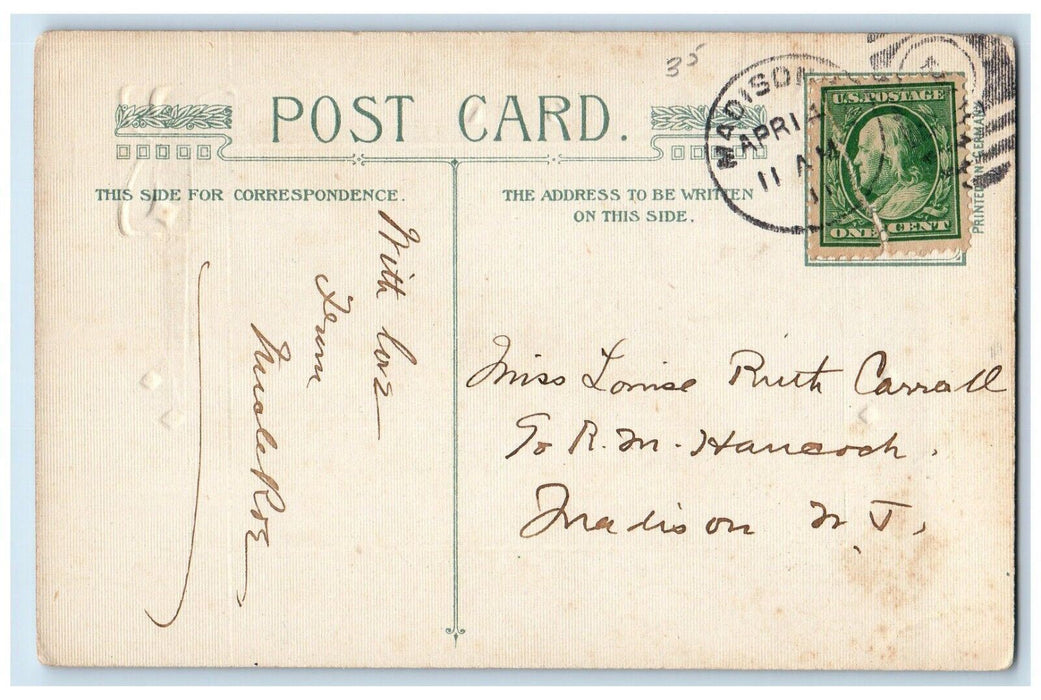 c1910's Easter Chicks Grass Winsch Back Madison Illinois IL Antique Postcard