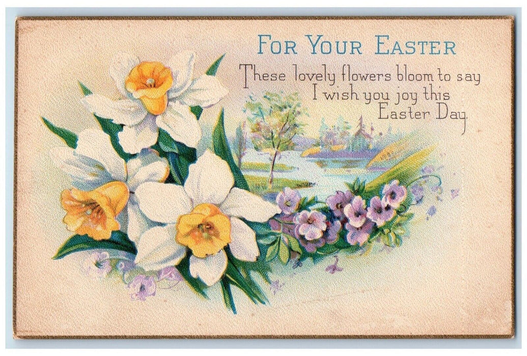 1929 Easter Flowers Bloom River New Providence Pennsylvania PA Vintage Postcard