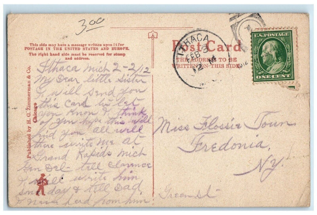 1912 Center Street Pub Crawfords Drug Store Exterior Ithaca Michigan MI Postcard