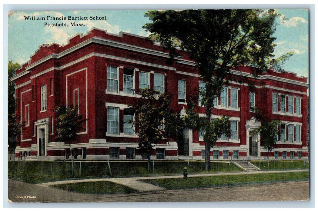 1919 William Francis Bartlett School Pittsfield Massachusetts Antique Postcard