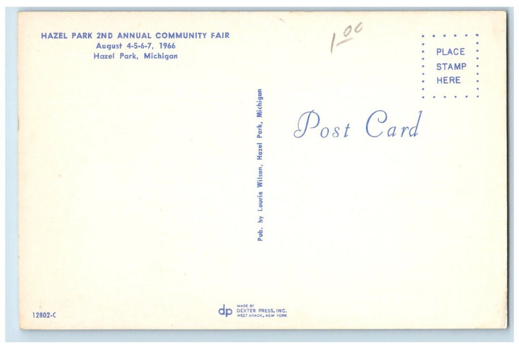 c1966 Hazel Park 2nd Annual Community Fair Clown Hazel Park Michigan MI Postcard