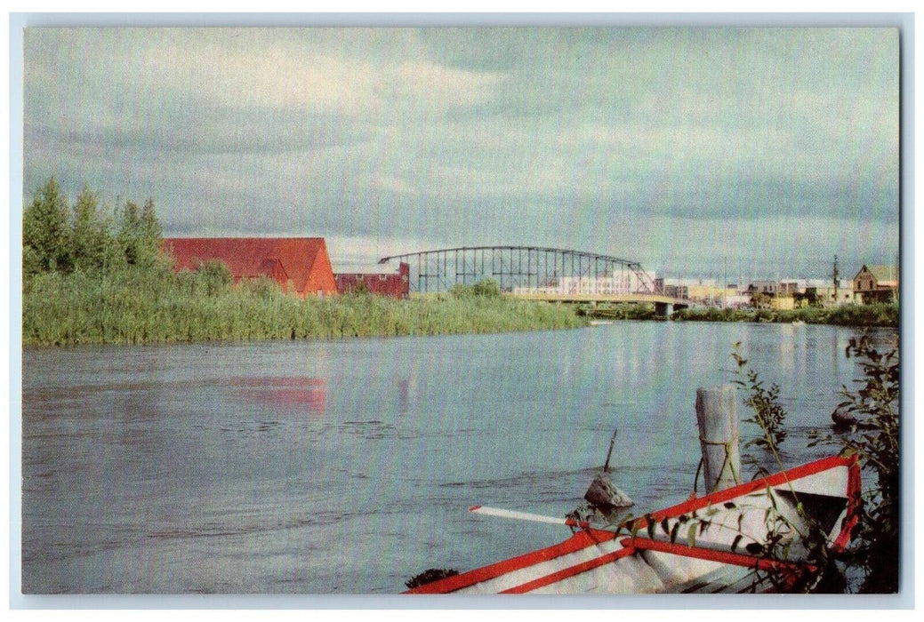 c1960 Chena River Alaska Fairbanks Metropolis Bend Union Oil Companys Postcard