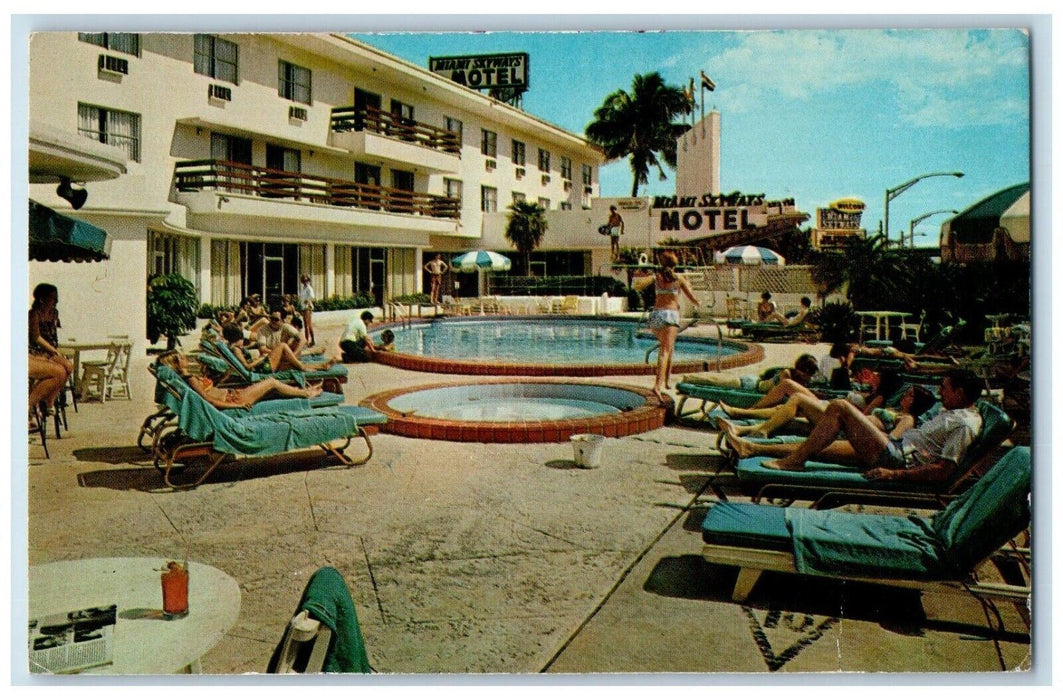 c1960 Skyways Motel Miami Lejeune Road Swimming Pool Miami Florida FL Postcard