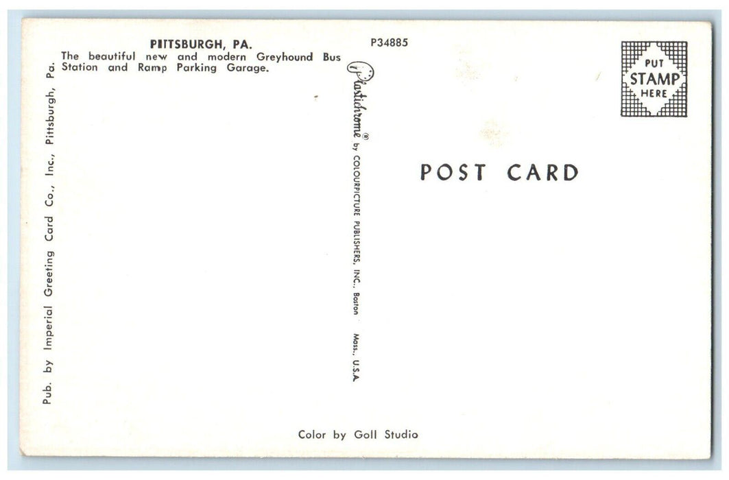 c1960 Greyhound Bus Station Ramp Parking Garage Pittsburgh Pennsylvania Postcard