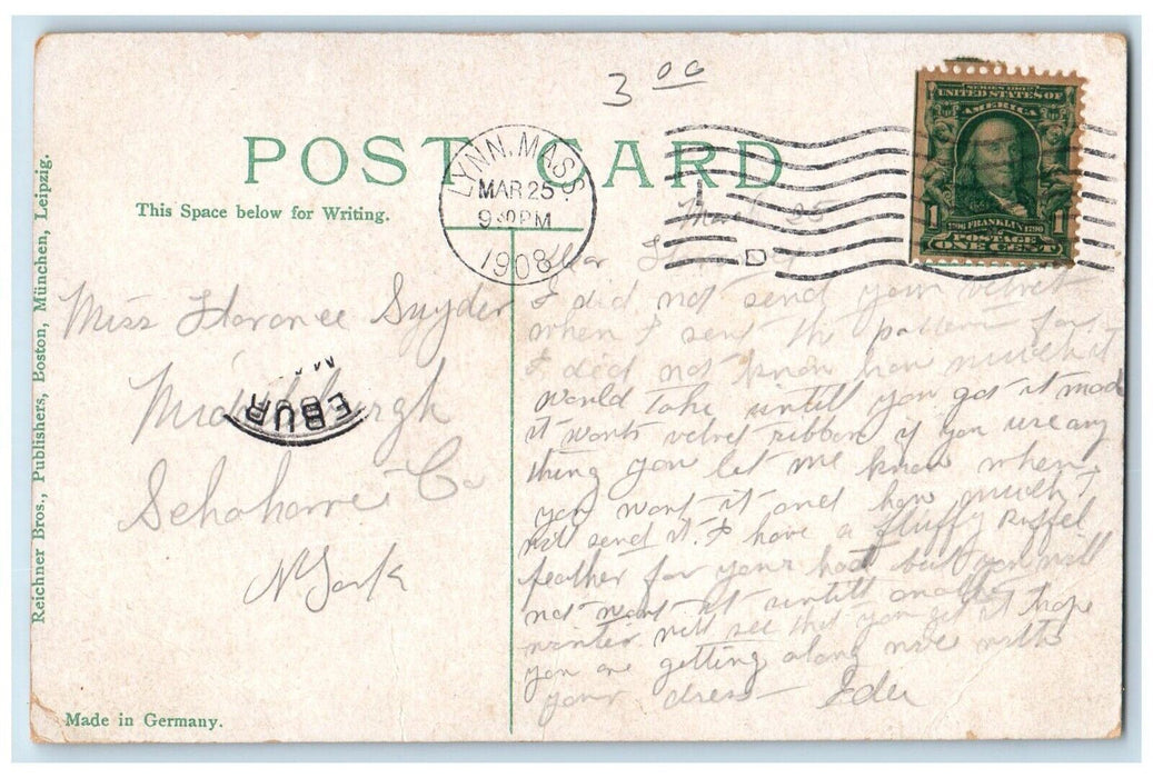 1908 Central Square Streetcar Road Lynn Massachusetts Vintage Antique Postcard