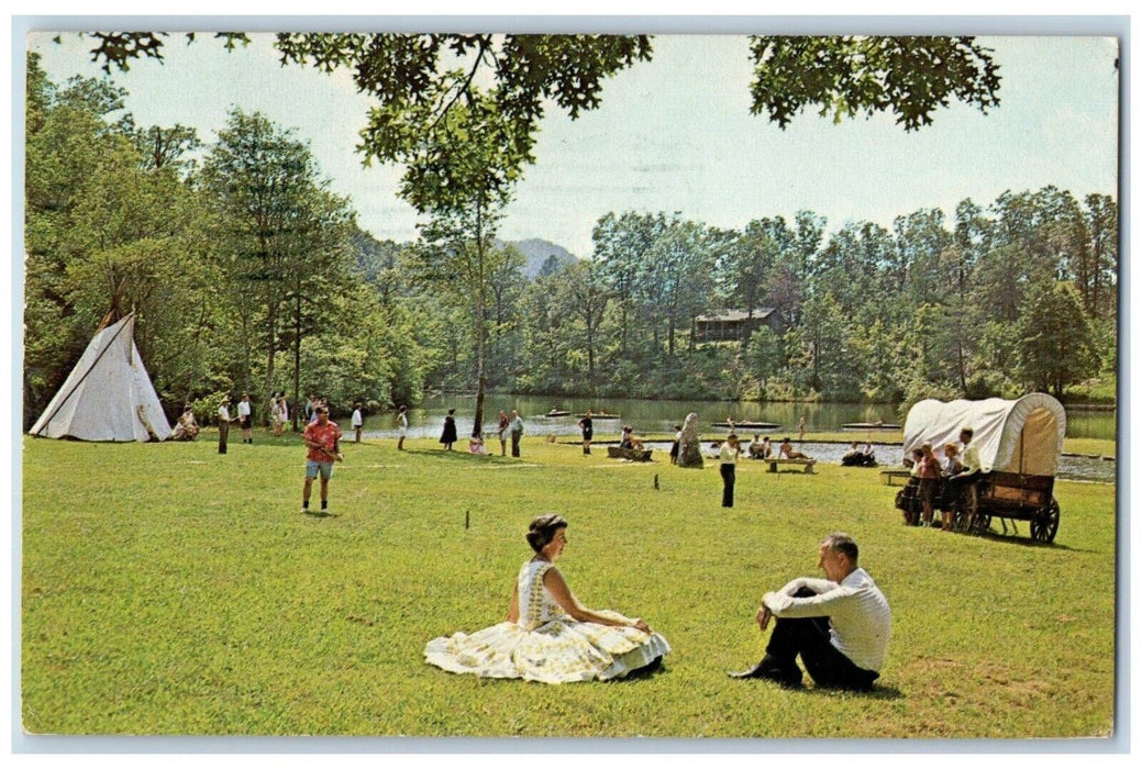 1969 Picturesque View Showing Beautiful Setting Rainbow Lake Lodge NC Postcard