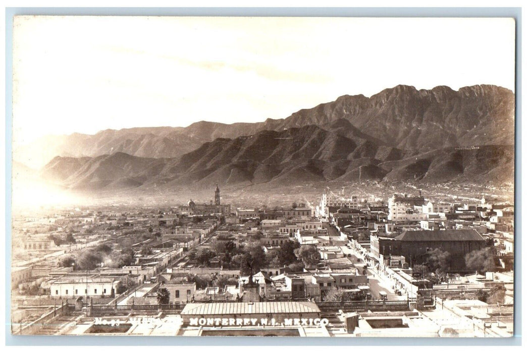 c1940's Birds Eye View Mountains Of Monterey Mexico RPPC Photo Unposted Postcard