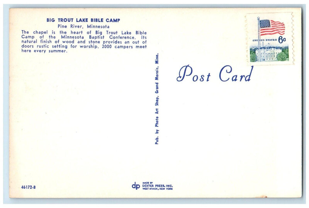 c1960 Big Trout Lake Bible Camp Baptist Conference Pine River Minnesota Postcard
