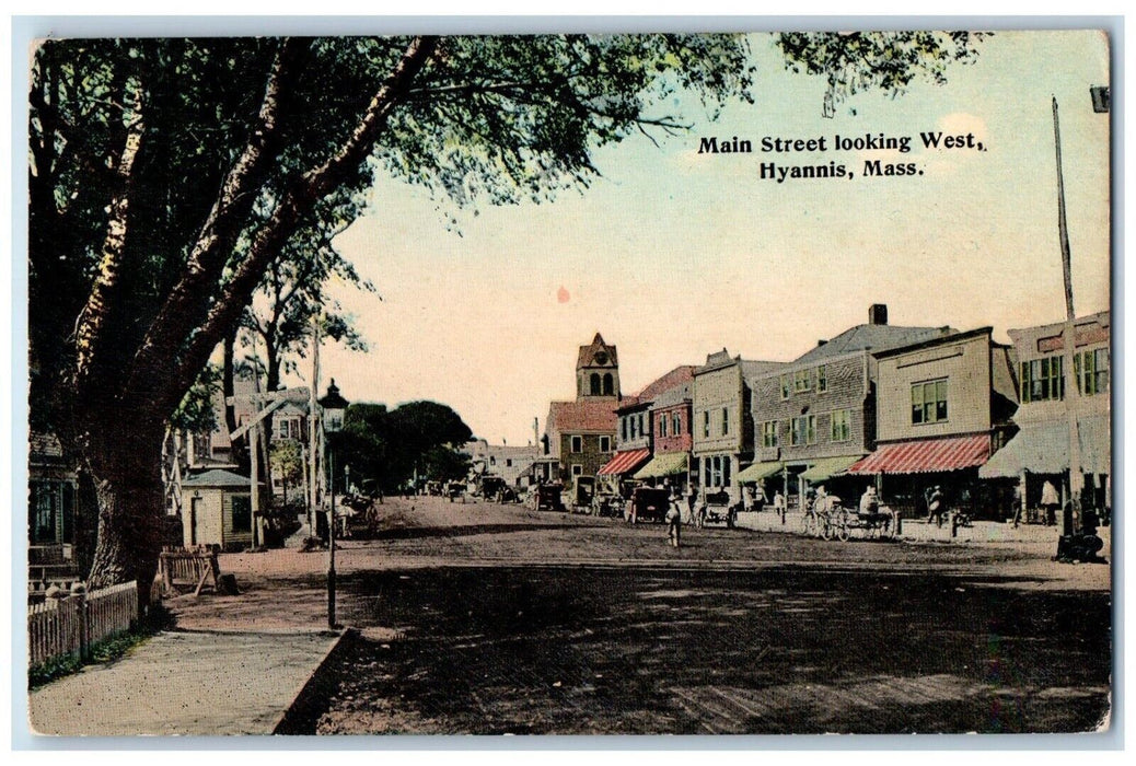 c1910 Main Street Looking West Hyannis Massachusetts MA Antique Vintage Postcard