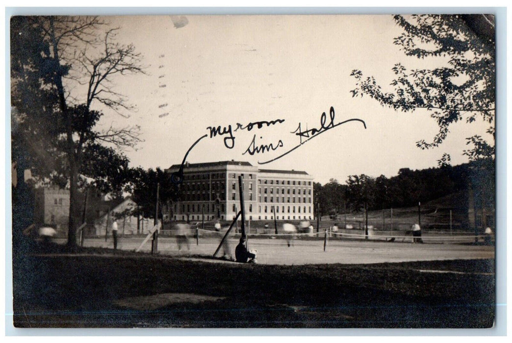 1911 Sims Hall Tennis Court View University Of Syracuse NY RPPC Photo Postcard