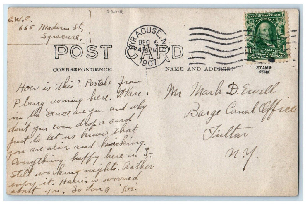 1907 Sims Hall Building View University Of Syracuse NY RPPC Photo Postcard
