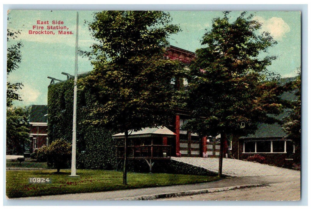 c1910 East Side Fire Station Brockton Massachusetts MA Vintage Antique Postcard