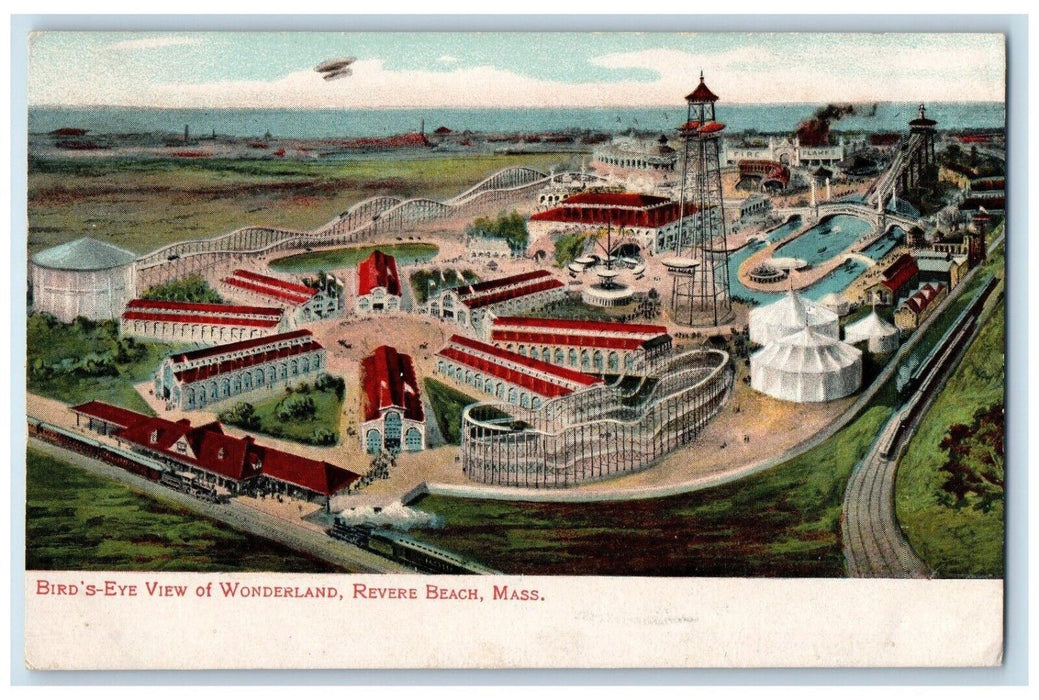 1909 Birds Eye View Wonderland Revere Beach Massachusetts MA Vintage Postcard