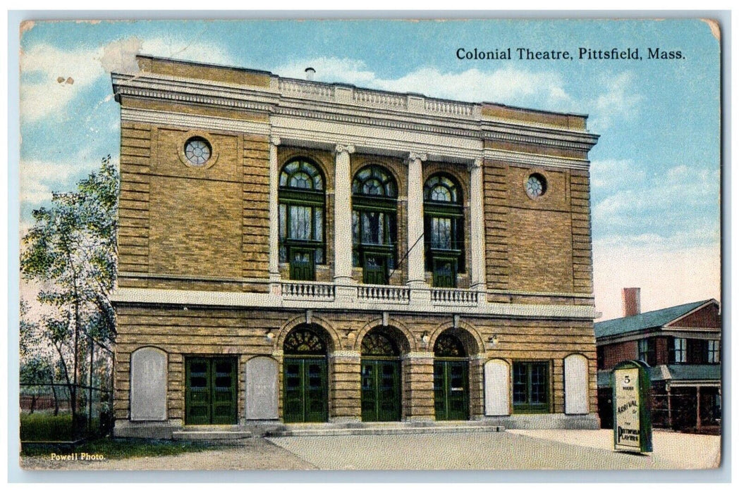 1916 Colonial Theatre Building Pittsfield Massachusetts Antique Vintage Postcard