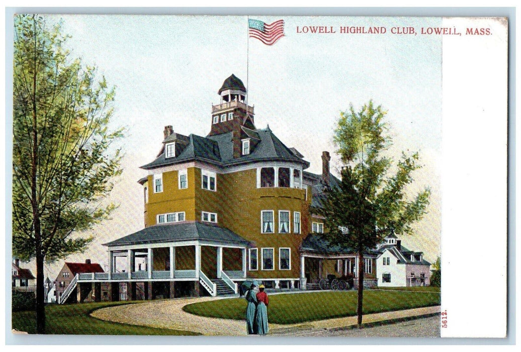 1905 Lowell Highland Club Building Lowell Massachusetts Vintage Antique Postcard