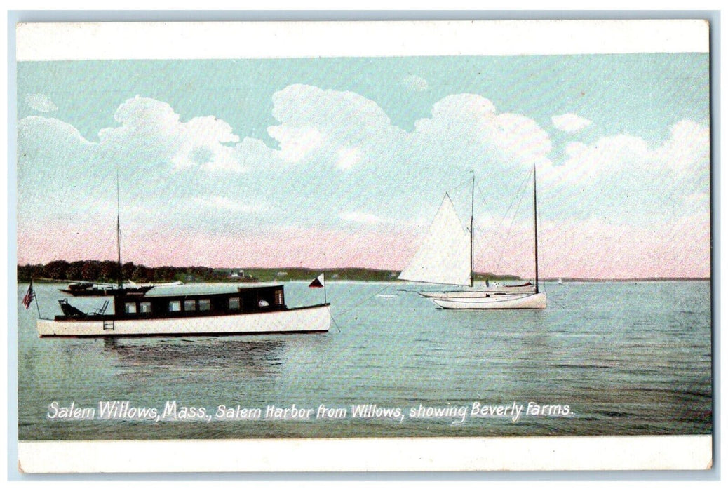 c1910 Salem Harbor Willows Beverly Farms Salem Willows Massachusetts MA Postcard
