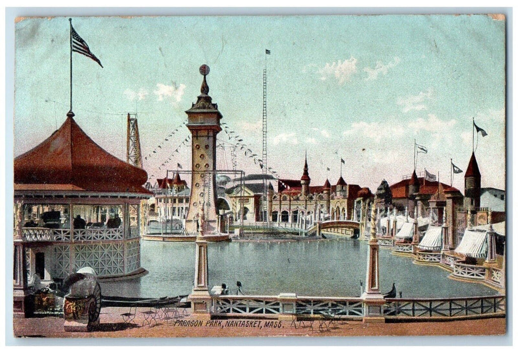 1909 Paragon Park Amusement Nantasket Massachusetts MA Vintage Antique Postcard