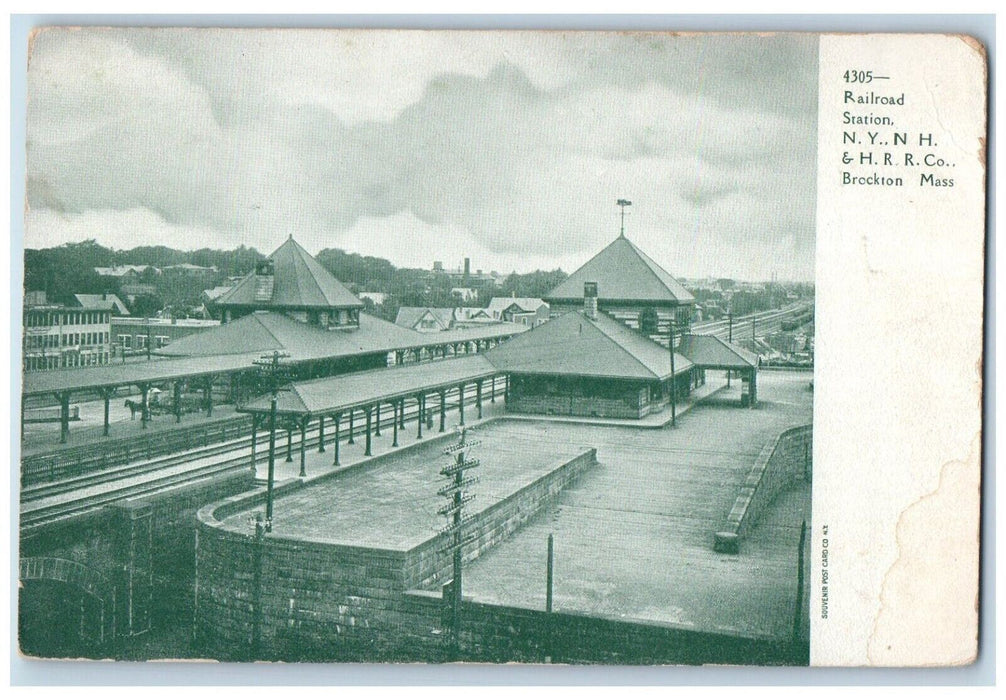 1908 Railroad Station NY NH H RR Co Brockton Massachusetts MA Antique Postcard