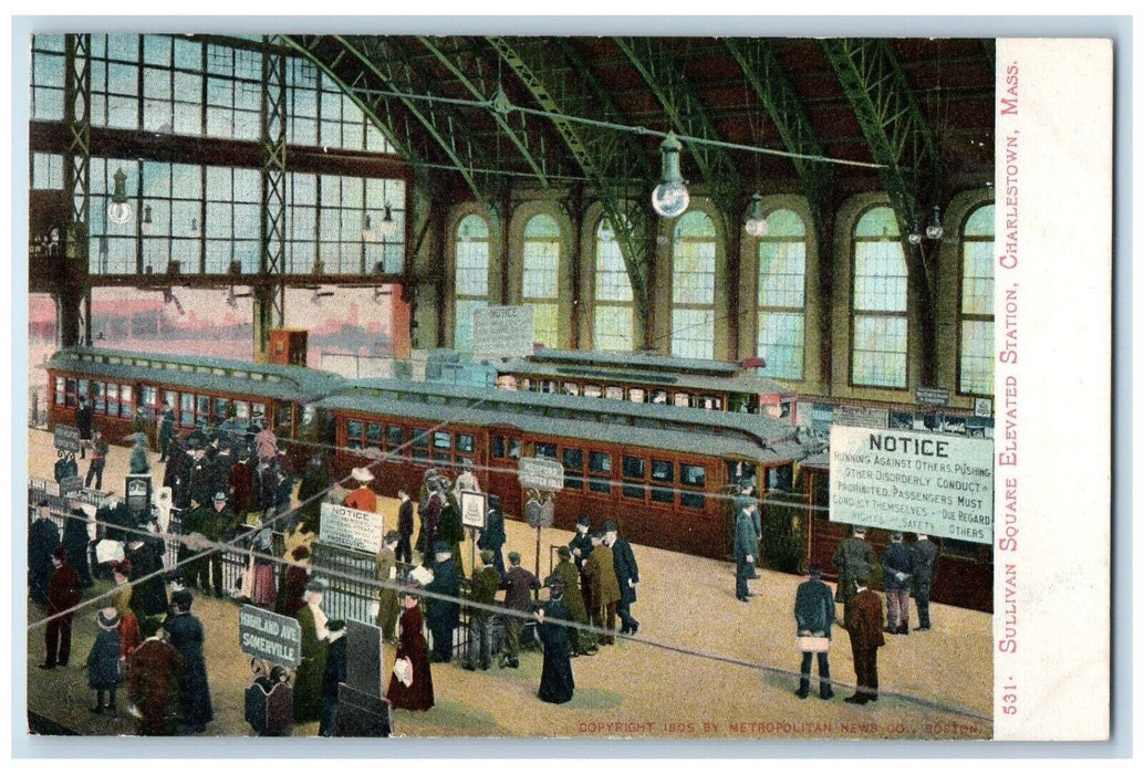 c1905 Sullivan Square Elevated Station Charlestown Massachusetts MA Postcard
