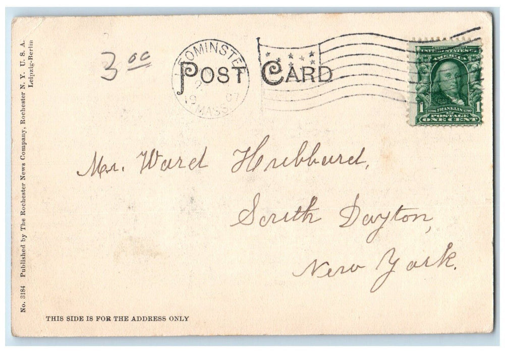 1907 Fire Station Building Leominster Massachusetts MA Vintage Antique Postcard