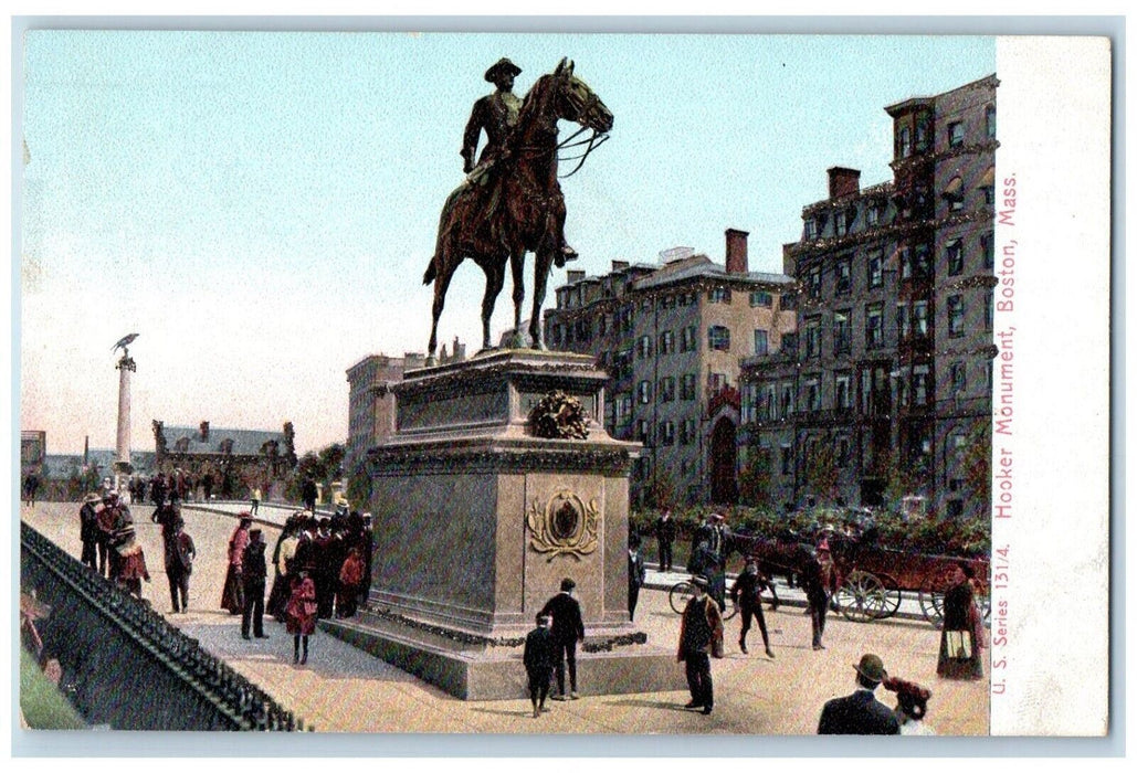 c1905 Hooker Monument Carriage Park Statue Boston Massachusetts Vintage Postcard
