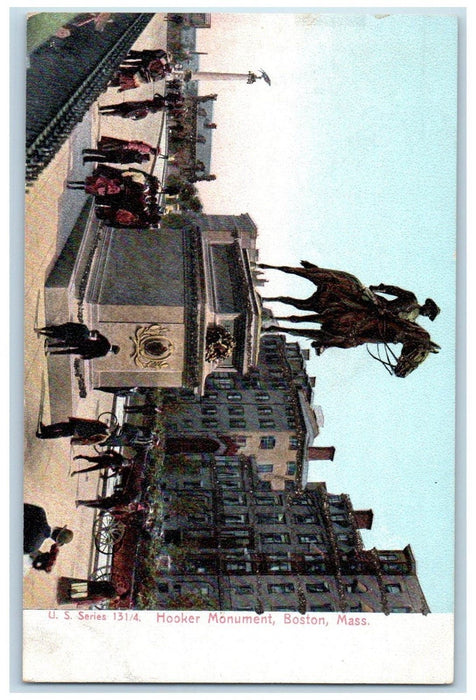 c1905 Hooker Monument Carriage Park Statue Boston Massachusetts Vintage Postcard