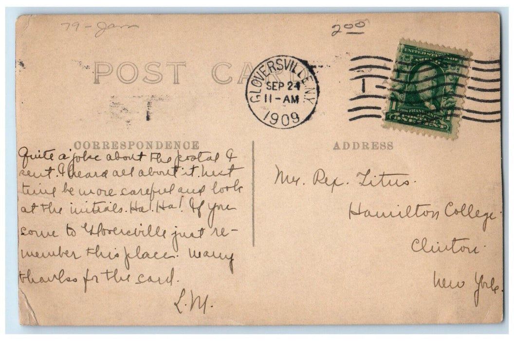 1909 Home Residence View Porch Rocking Chair Gloversville NY RPPC Photo Postcard