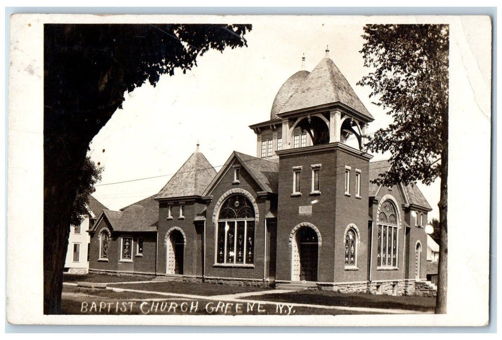 1921 Baptist Church View Greene New York NY RPPC Photo Posted Postcard