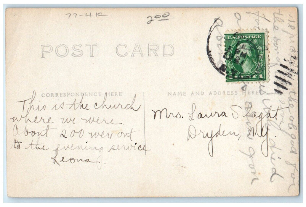 1921 Baptist Church View Greene New York NY RPPC Photo Posted Postcard