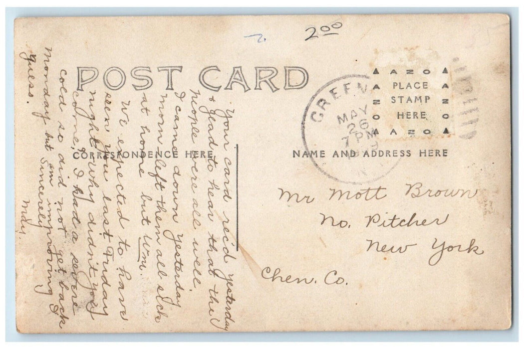 1909 Moore Library View Greene New York NY RPPC Photo Posted Postcard