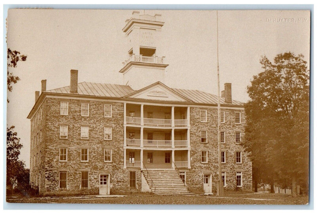 1908 Old Academy School View DeRuyter New York NY RPPC Photo Posted Postcard