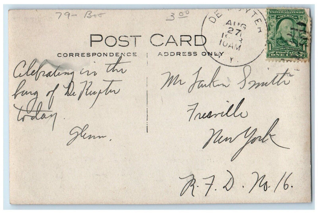 1908 Old Academy School View DeRuyter New York NY RPPC Photo Posted Postcard