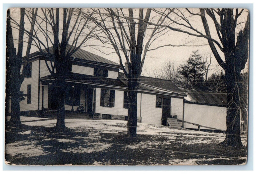 1909 Residence Home Boy Dog View Edmeston New York NY RPPC Photo Posted Postcard