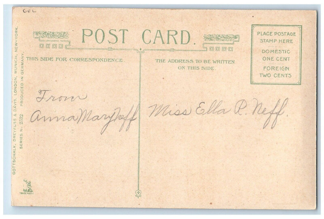 c1910's Easter Wishes White Flowers Winsch Back Gel Posted Antique Postcard
