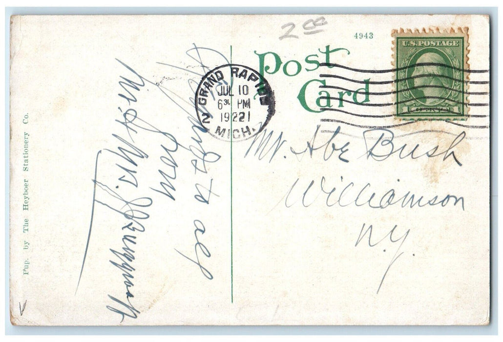 1922 Blodgett Hospital Grand Rapids Michigan MI Posted Antique Postcard