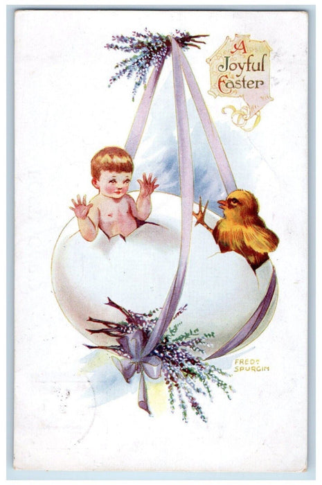 c1910's Easter Hanging Egg Chick Little Boy Pipe Berry Bundle Antique Postcard