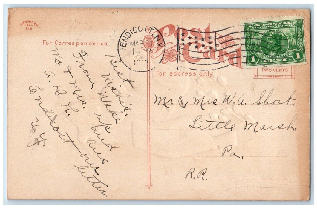 c1910's Easter Greetings Chicks Dutch Clog Shoe Pipe Berry Endicott NY Postcard